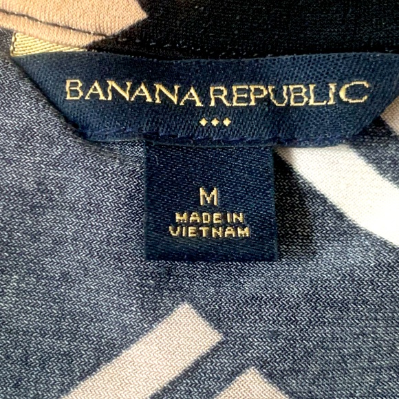 BANANA REPUBLIC Black Tan White V Neck Dress - Size M - Picture 3 of 6